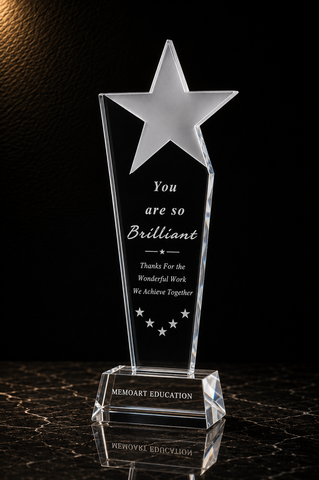 Silver Star Crystal Award - custom crystal awards with your logo
